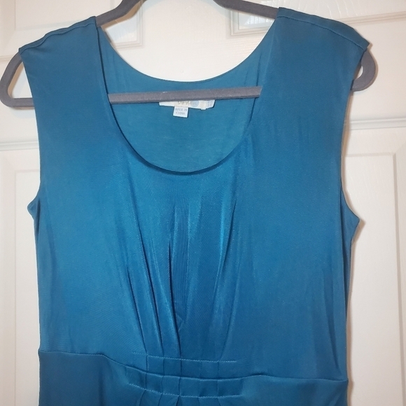 Boden Women's Scoop neck Pleated Detail Sleeveless Dress Sz 6L Silk Blend Teal - Picture 5 of 13